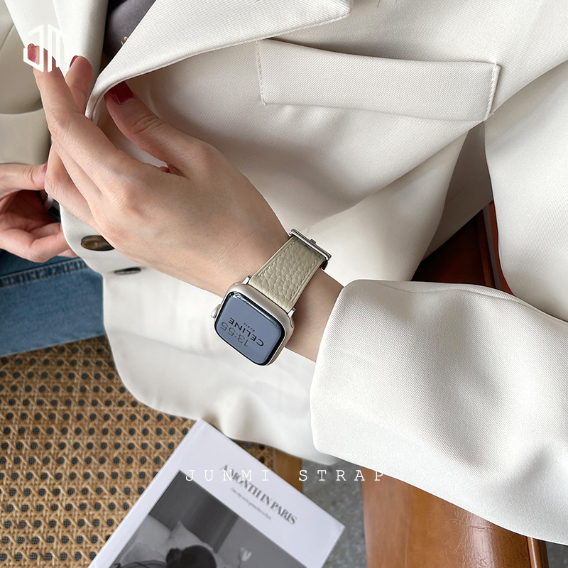 Brățară din piele cu model lychee pentru Apple Watch Series 1–8 (22mm, lansare 2022, modă)