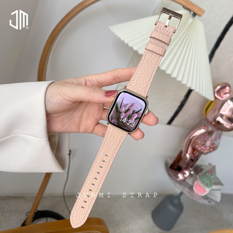 Brățară din piele cu model lychee pentru Apple Watch Series 1–8 (22mm, lansare 2022, modă)