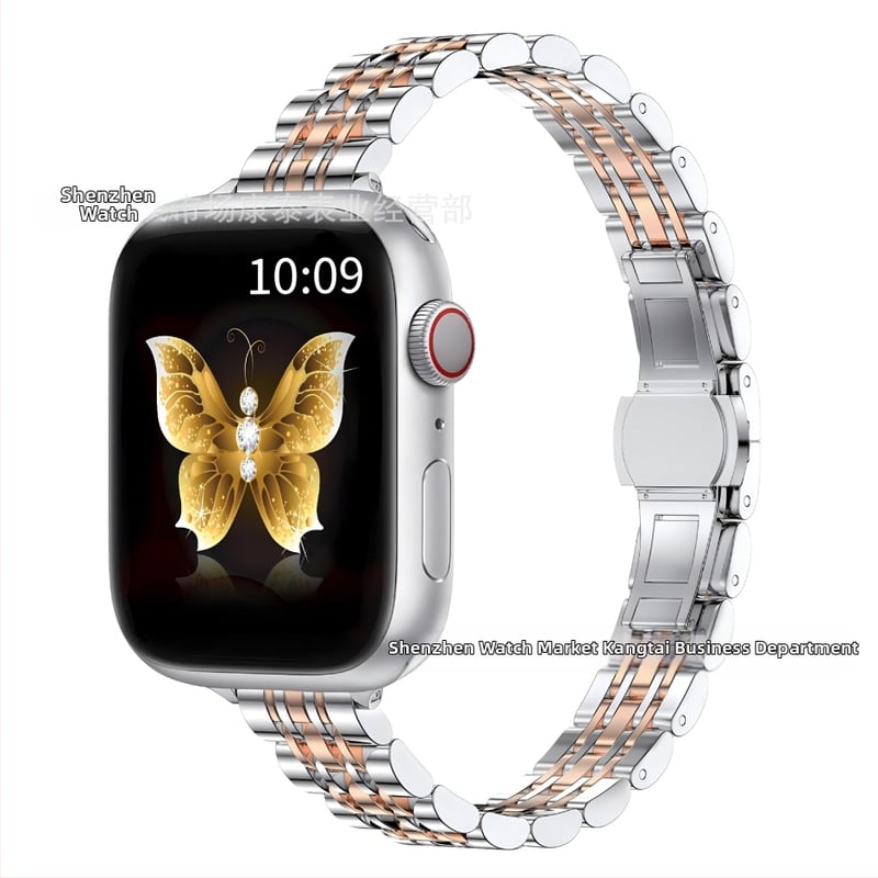 Kangtai стоманена лента за Apple Watch S9/Ultra2 с пеперудена закопчалка