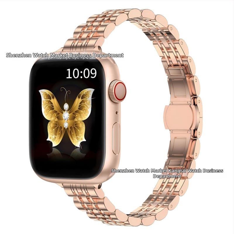 Kangtai стоманена лента за Apple Watch S9/Ultra2 с пеперудена закопчалка