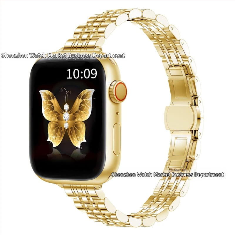 Kangtai стоманена лента за Apple Watch S9/Ultra2 с пеперудена закопчалка