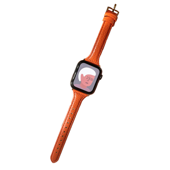 Brățară Apple Watch din piele naturală cu aspect granulat, stil minimalist, piele de prim strat, compatibilă cu Apple Watch