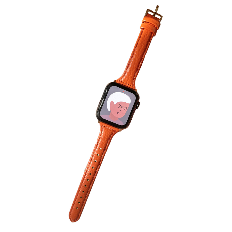 Brățară Apple Watch din piele naturală cu aspect granulat, stil minimalist, piele de prim strat, compatibilă cu Apple Watch
