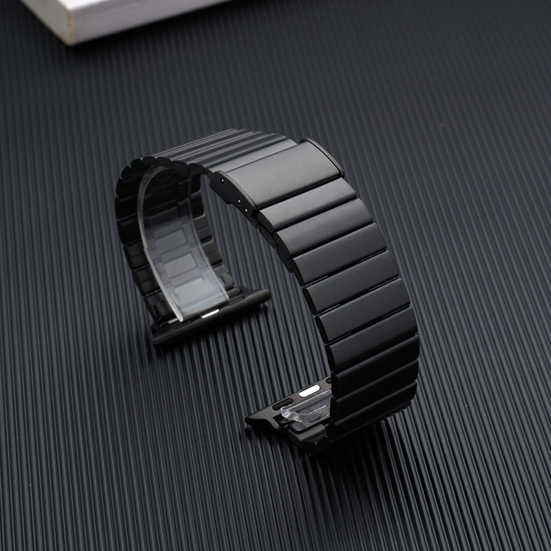 Kaiš od nehrđajućeg čelika s bambusnim spojnicama za Apple Watch, metalni remen s dizajnom bambusa, podesiva veza, kopča