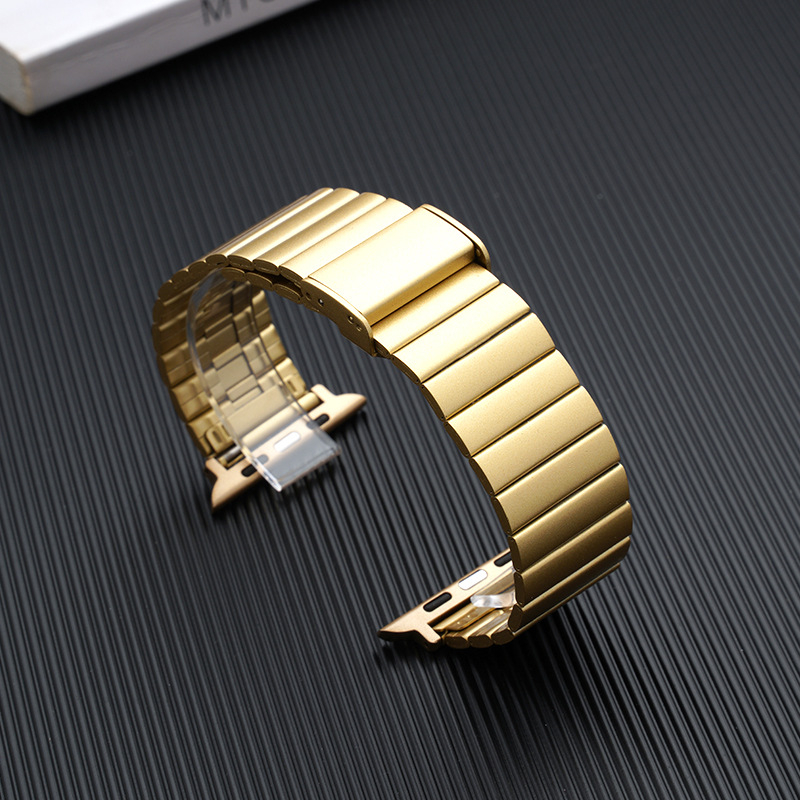 Kaiš od nehrđajućeg čelika s bambusnim spojnicama za Apple Watch, metalni remen s dizajnom bambusa, podesiva veza, kopča