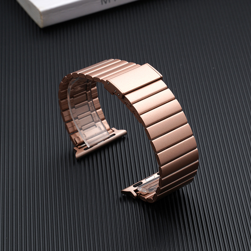 Kaiš od nehrđajućeg čelika s bambusnim spojnicama za Apple Watch, metalni remen s dizajnom bambusa, podesiva veza, kopča