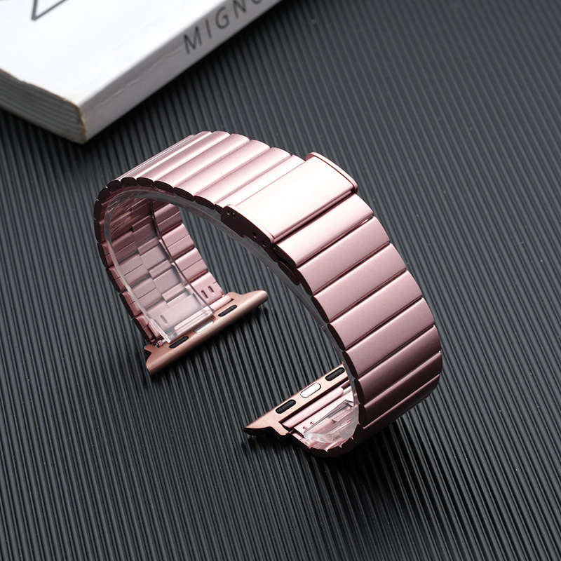 Kaiš od nehrđajućeg čelika s bambusnim spojnicama za Apple Watch, metalni remen s dizajnom bambusa, podesiva veza, kopča