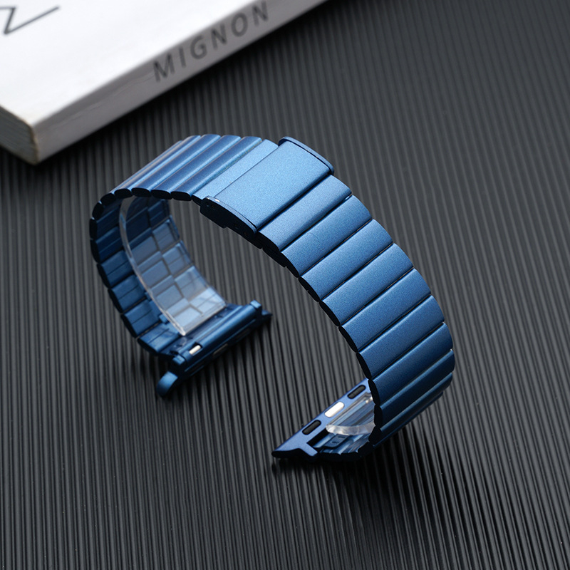 Kaiš od nehrđajućeg čelika s bambusnim spojnicama za Apple Watch, metalni remen s dizajnom bambusa, podesiva veza, kopča