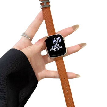 Каишка за смарт часовник от естествена кожа, катарама с пин, съвместима с Apple, Samsung и Huawei, пусната през 2025 г.