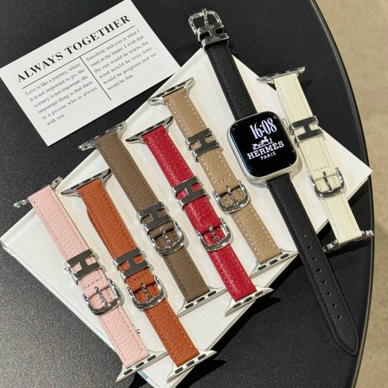 Каишка за смарт часовник от естествена кожа, катарама с пин, съвместима с Apple, Samsung и Huawei, пусната през 2025 г.