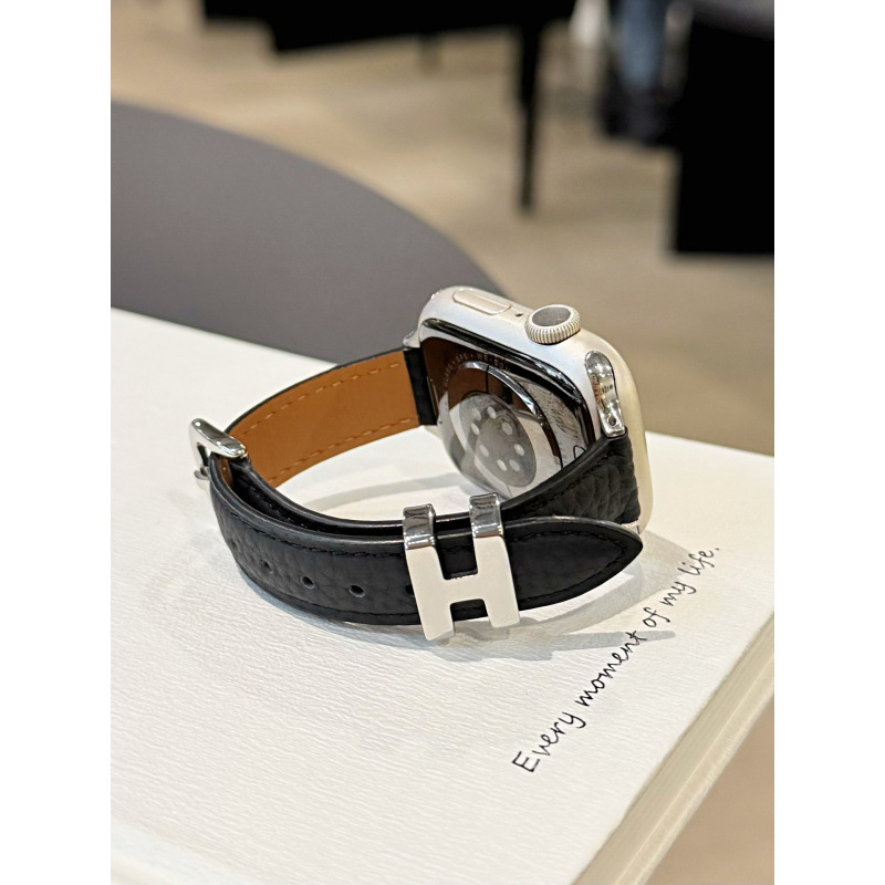 Каишка за смарт часовник от естествена кожа, катарама с пин, съвместима с Apple, Samsung и Huawei, пусната през 2025 г.