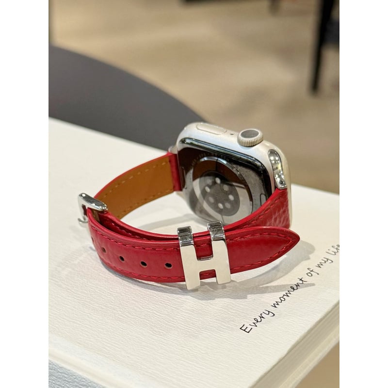 Каишка за смарт часовник от естествена кожа, катарама с пин, съвместима с Apple, Samsung и Huawei, пусната през 2025 г.