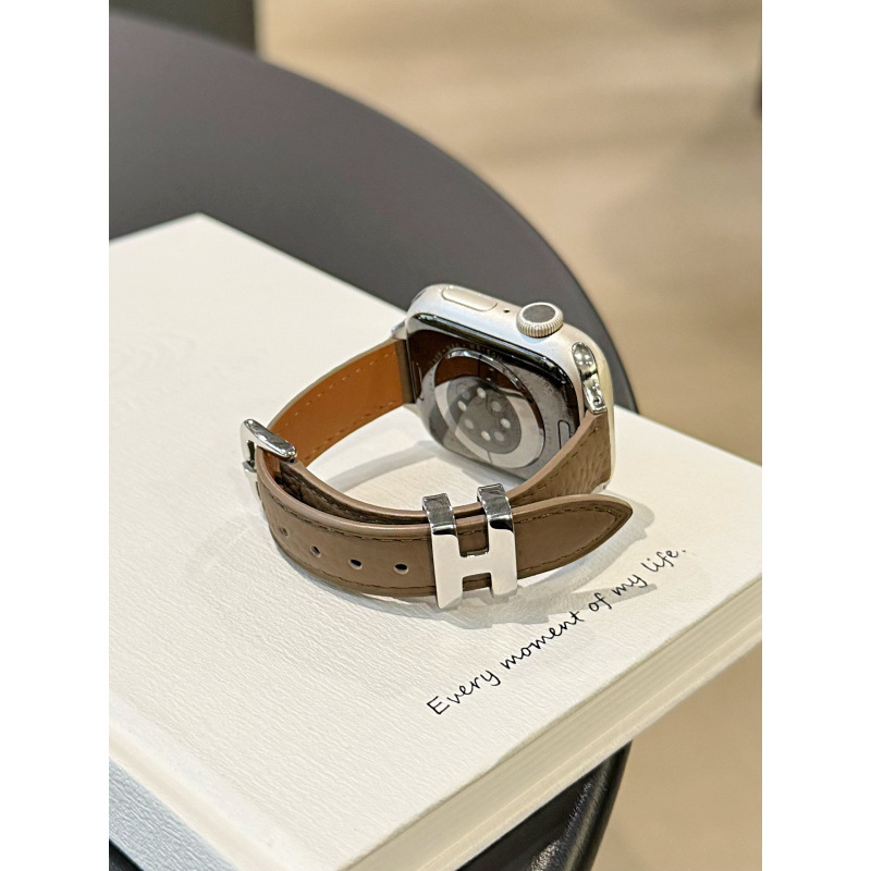 Каишка за смарт часовник от естествена кожа, катарама с пин, съвместима с Apple, Samsung и Huawei, пусната през 2025 г.