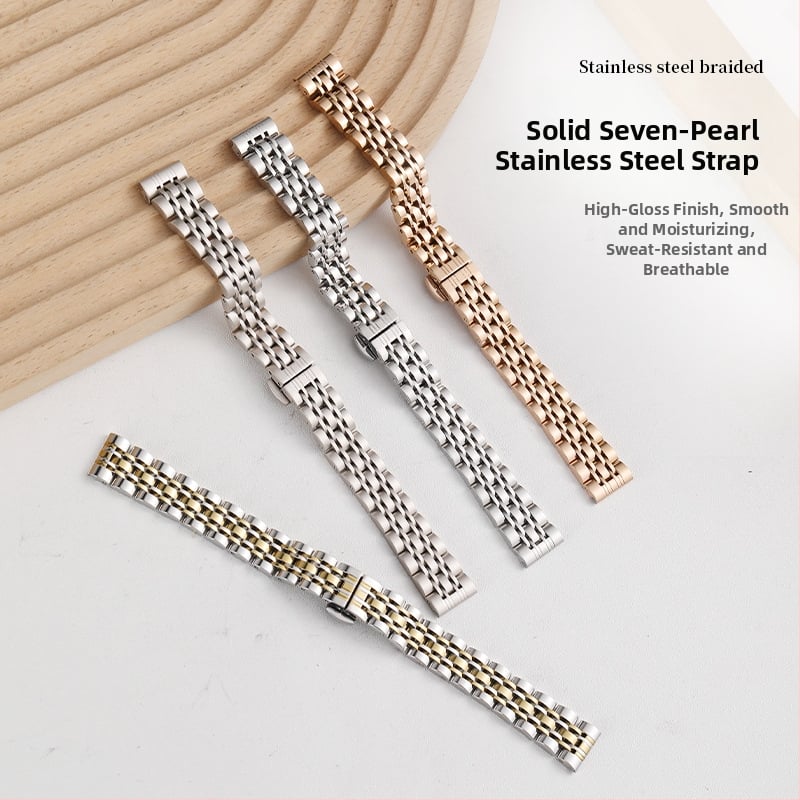 Apple Watch неръждаема стомана каишка с пеперудна катарама, седемзвено звено, тънък модел