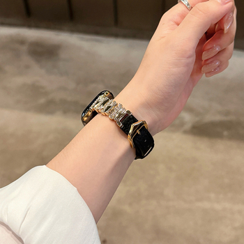 Каишка за Apple Watch: кожена, 14 мм интерфейс, закопчалка с игла, марка Spring Rice, съвместима с Apple