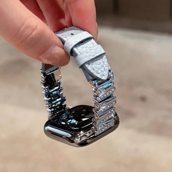 Каишка за Apple Watch: кожена, 14 мм интерфейс, закопчалка с игла, марка Spring Rice, съвместима с Apple