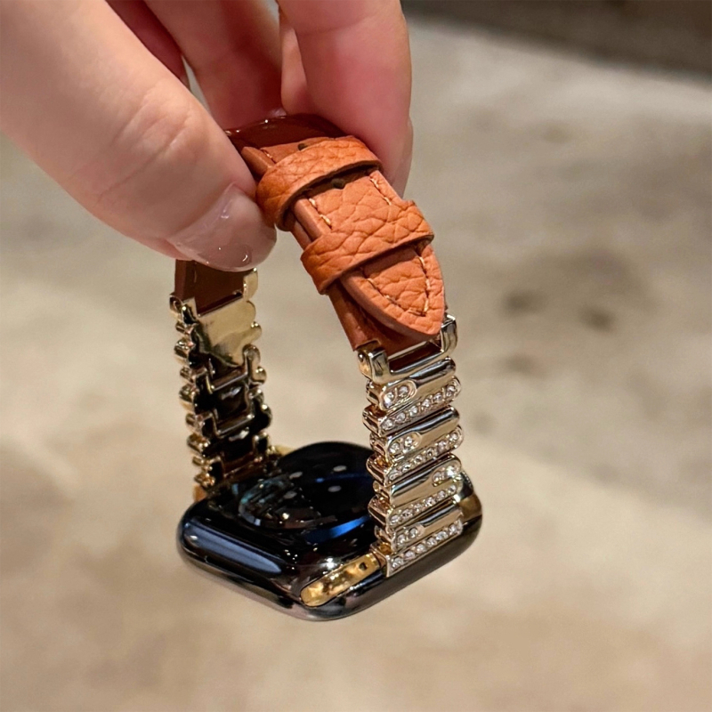 Каишка за Apple Watch: кожена, 14 мм интерфейс, закопчалка с игла, марка Spring Rice, съвместима с Apple