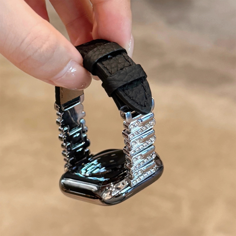 Каишка за Apple Watch: кожена, 14 мм интерфейс, закопчалка с игла, марка Spring Rice, съвместима с Apple