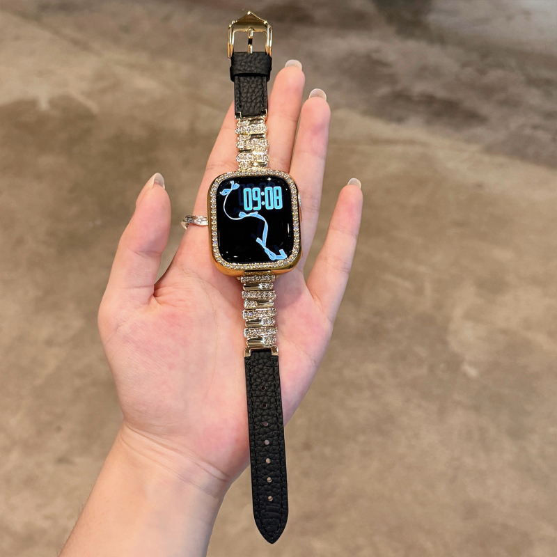 Каишка за Apple Watch: кожена, 14 мм интерфейс, закопчалка с игла, марка Spring Rice, съвместима с Apple