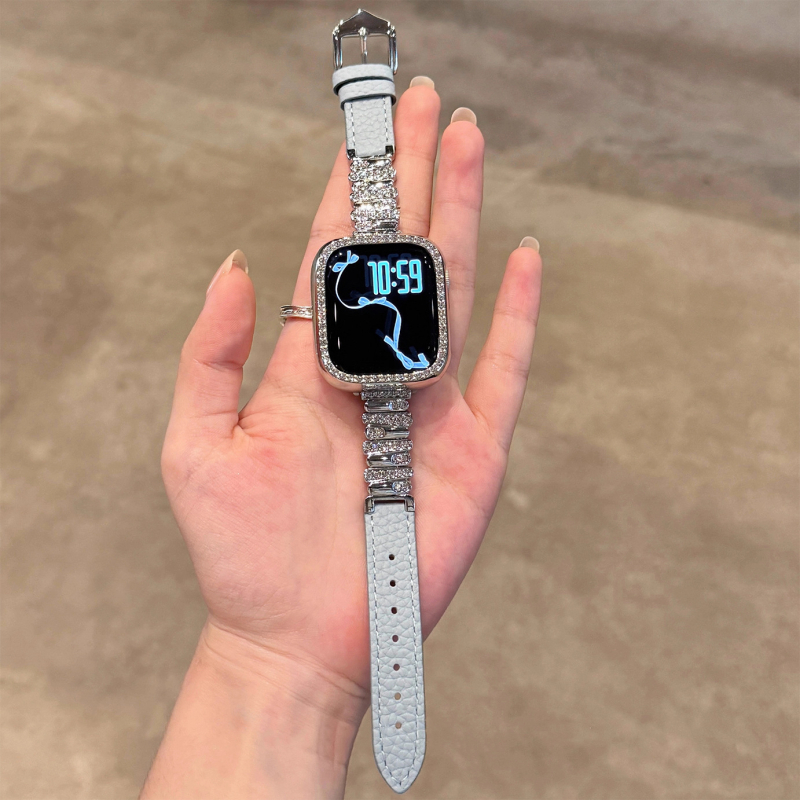 Каишка за Apple Watch: кожена, 14 мм интерфейс, закопчалка с игла, марка Spring Rice, съвместима с Apple