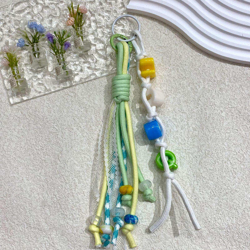 Dopamin privjesak za ključeve s uzicom – poliester, polu ručna izrada, uzorak slova, sladak privjesak za ključeve, ljeto 2025