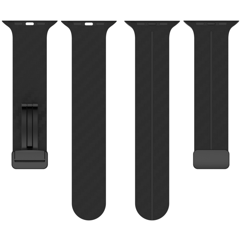 Силиконова гривна за Apple Watch с карбонов модел, магнитна сгъваема катарама, съвместима със серия 1–10