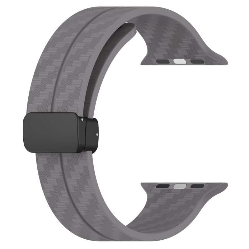 Силиконова гривна за Apple Watch с карбонов модел, магнитна сгъваема катарама, съвместима със серия 1–10