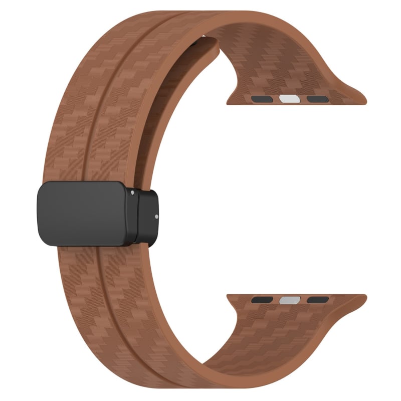 Силиконова гривна за Apple Watch с карбонов модел, магнитна сгъваема катарама, съвместима със серия 1–10