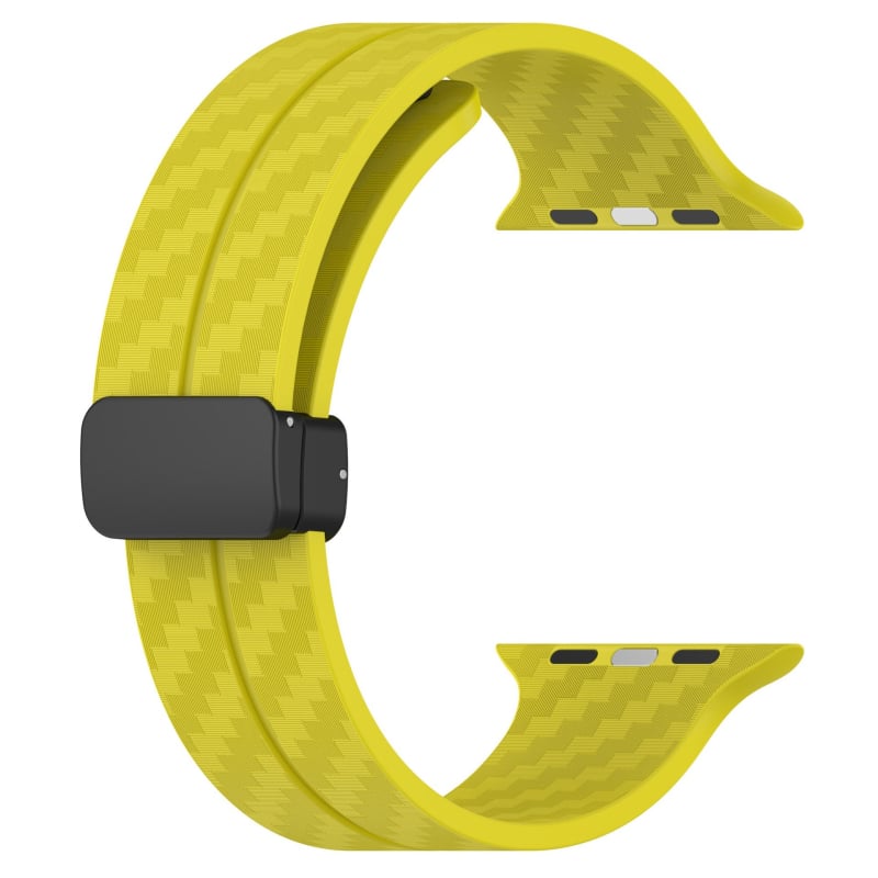 Силиконова гривна за Apple Watch с карбонов модел, магнитна сгъваема катарама, съвместима със серия 1–10