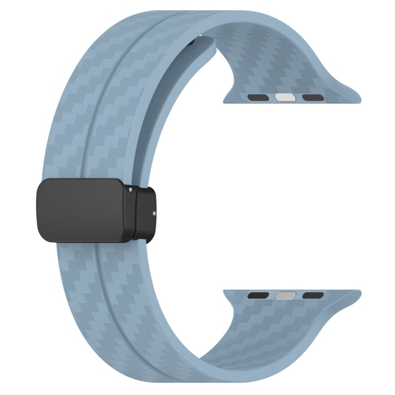 Силиконова гривна за Apple Watch с карбонов модел, магнитна сгъваема катарама, съвместима със серия 1–10
