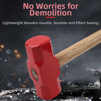 Осмоъгълен чук с глава от високовъглеродна стомана и дървена дръжка за домашна и професионална употреба (Глава: високовъглеродна стомана; Дръжка: дърво; За ударни задачи)