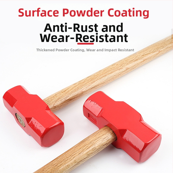 Осмоъгълен чук с глава от високовъглеродна стомана и дървена дръжка за домашна и професионална употреба (Глава: високовъглеродна стомана; Дръжка: дърво; За ударни задачи)