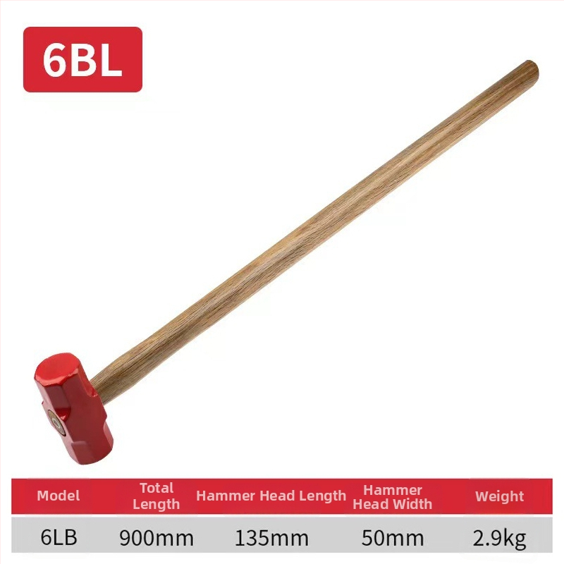 Осмоъгълен чук с глава от високовъглеродна стомана и дървена дръжка за домашна и професионална употреба (Глава: високовъглеродна стомана; Дръжка: дърво; За ударни задачи)