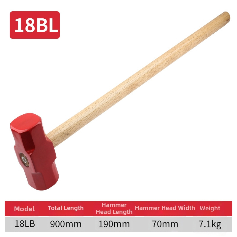 Осмоъгълен чук с глава от високовъглеродна стомана и дървена дръжка за домашна и професионална употреба (Глава: високовъглеродна стомана; Дръжка: дърво; За ударни задачи)