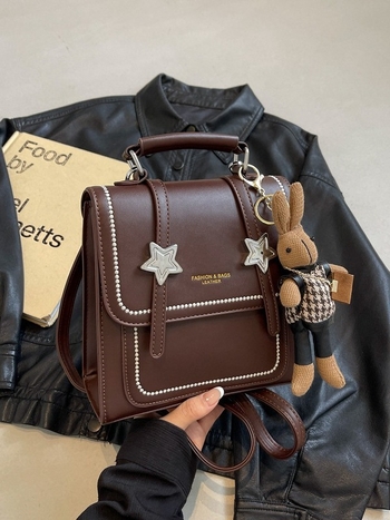 Rucsac dama din PU, stil urban minimalist, vară 2024, impermeabil, design tridimensional