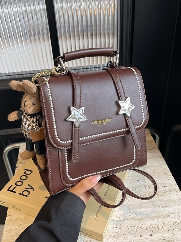 Rucsac dama din PU, stil urban minimalist, vară 2024, impermeabil, design tridimensional