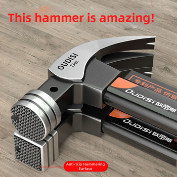 Чук с изолиран захват за електротехници, дърводелски чук с клин за монтаж и издърпване на пирони, индустриално качество, глава от високовъглеродна стомана