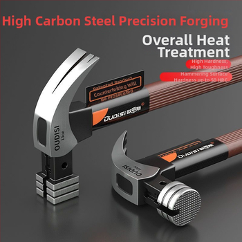 Чук с изолиран захват за електротехници, дърводелски чук с клин за монтаж и издърпване на пирони, индустриално качество, глава от високовъглеродна стомана