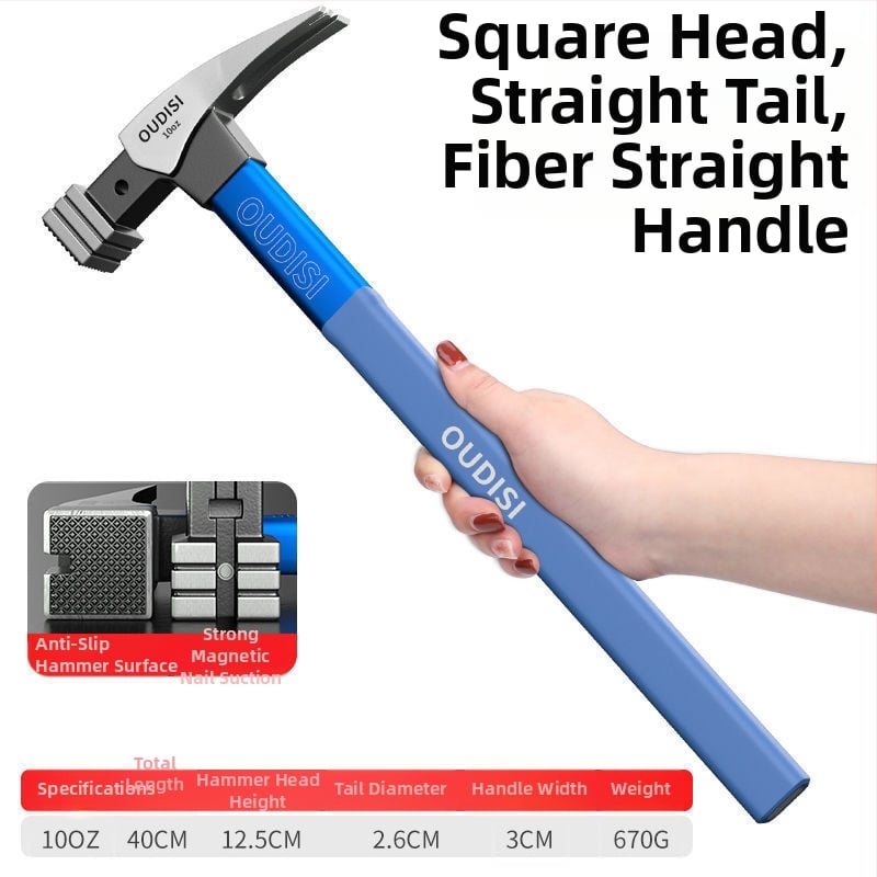 Чук с изолиран захват за електротехници, дърводелски чук с клин за монтаж и издърпване на пирони, индустриално качество, глава от високовъглеродна стомана