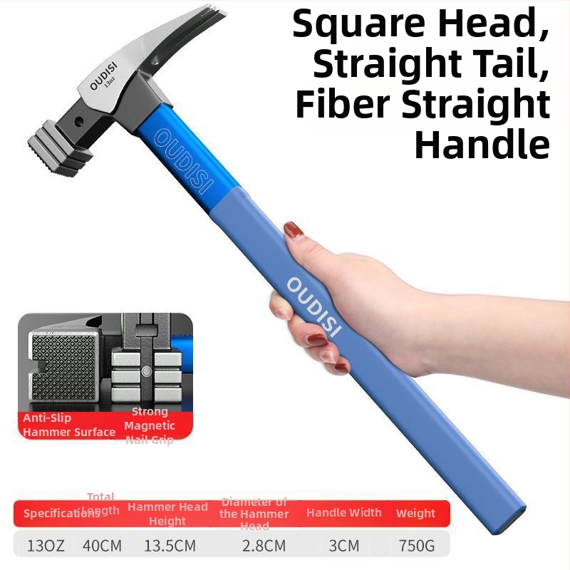 Чук с изолиран захват за електротехници, дърводелски чук с клин за монтаж и издърпване на пирони, индустриално качество, глава от високовъглеродна стомана