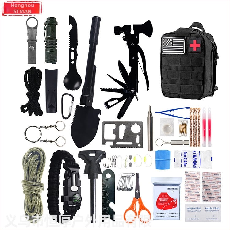 Houjia Outdoor – Kempingo išgyvenimo rinkinys, daugiafunkciniai išgyvenimo įrankiai