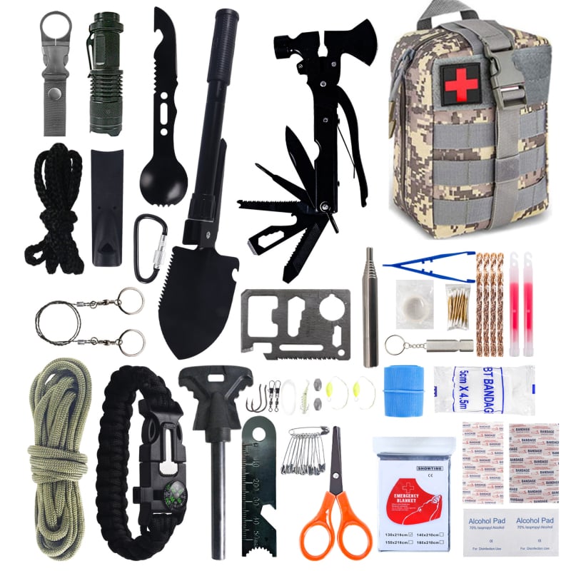 Houjia Outdoor – Kempingo išgyvenimo rinkinys, daugiafunkciniai išgyvenimo įrankiai