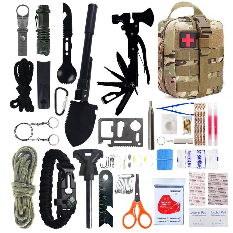 Houjia Outdoor – Kempingo išgyvenimo rinkinys, daugiafunkciniai išgyvenimo įrankiai