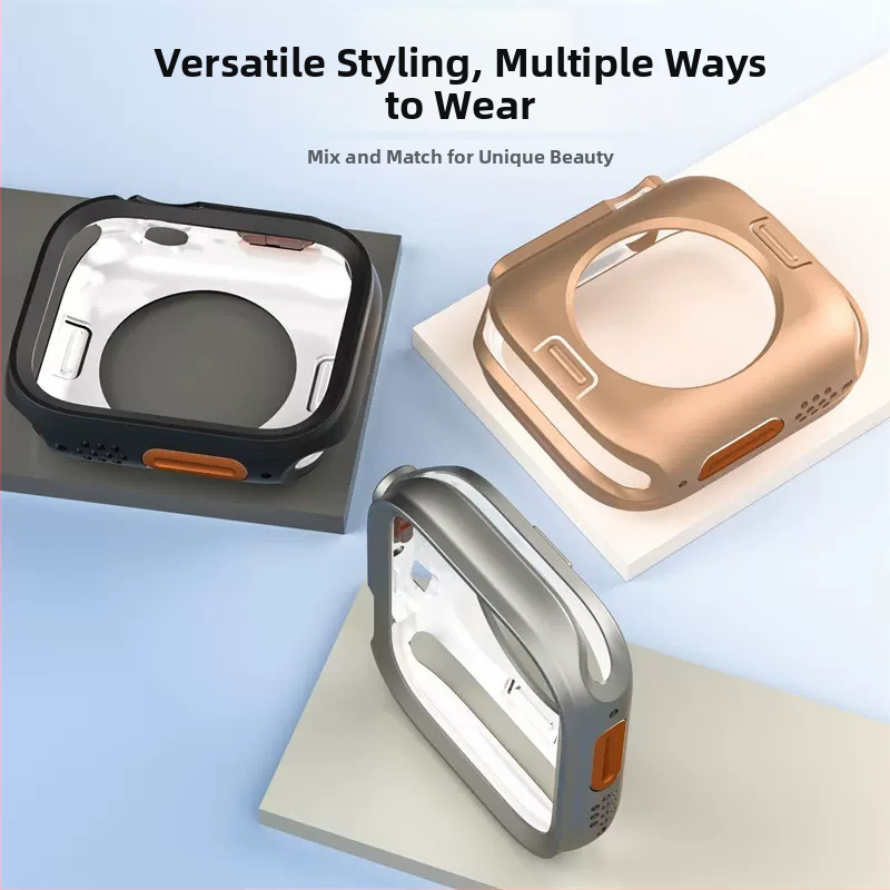 Apple Watch S8 kaitsekaitse ümbris – PC + karastatud film, kukkumiskindel, sekunditega pehmeks korpuseks