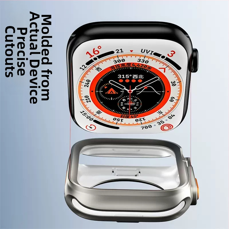 Apple Watch S8 kaitsekaitse ümbris – PC + karastatud film, kukkumiskindel, sekunditega pehmeks korpuseks