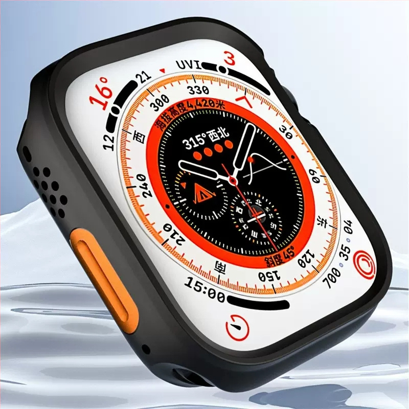 Apple Watch S8 kaitsekaitse ümbris – PC + karastatud film, kukkumiskindel, sekunditega pehmeks korpuseks