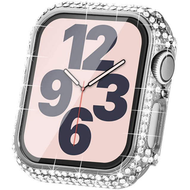 Калъф за Apple Watch 11/10 с диамантено покритие и интегрирана защита на екрана, PC материал, електроплатиран финиш