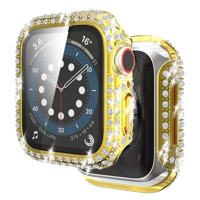 Калъф за Apple Watch 11/10 с диамантено покритие и интегрирана защита на екрана, PC материал, електроплатиран финиш