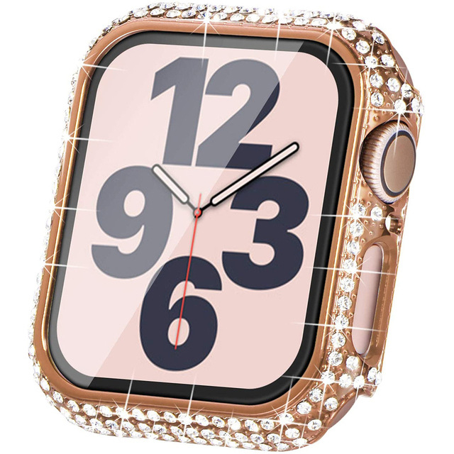 Калъф за Apple Watch 11/10 с диамантено покритие и интегрирана защита на екрана, PC материал, електроплатиран финиш