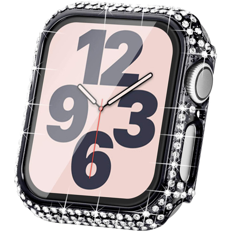 Калъф за Apple Watch 11/10 с диамантено покритие и интегрирана защита на екрана, PC материал, електроплатиран финиш